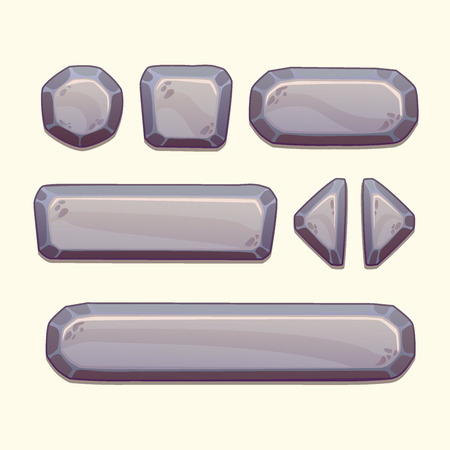 Set of cartoon stone buttons in gray colorsのイラスト素材