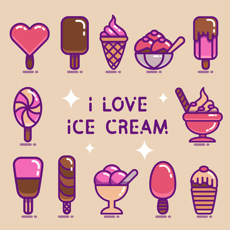 Set of ice cream iconsのイラスト素材