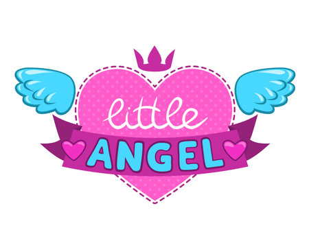 Little angel illustration, cute vector girlish design elementのイラスト素材