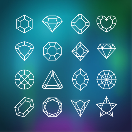 Linear diamond icons set on the blured backgroundのイラスト素材