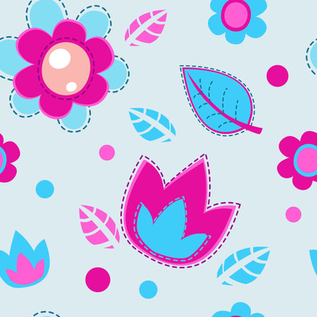 Cute girlish seamless pattern, vector texture for textile, web or typography designのイラスト素材
