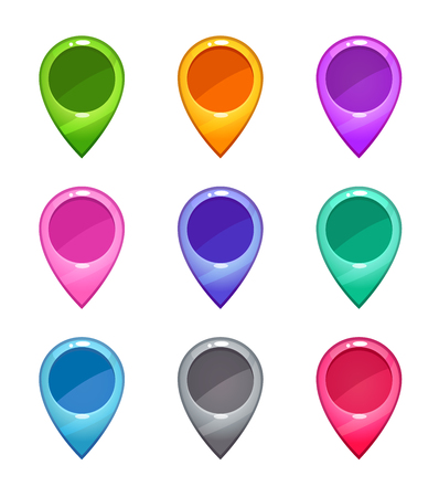 Colorful vector map pointers set, isolated on whiteのイラスト素材