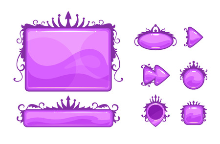 Cartoon vector abstract game assets set. Decorative environment elements for games or web design. Isolated on white.のイラスト素材