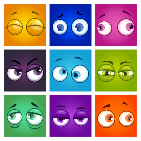 Funny colorful comic square avatars.のイラスト素材