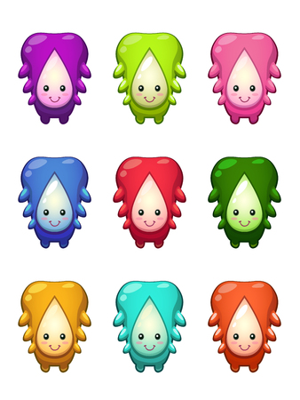 Cute cartoon colorful alien characters set.のイラスト素材