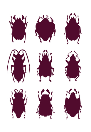 Funny bugs silhouettes set.のイラスト素材