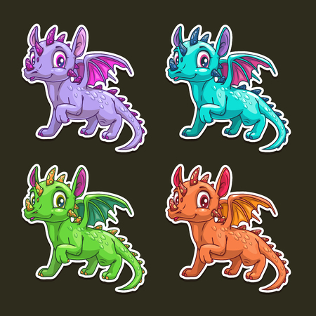 Funny cartoon dragon.のイラスト素材