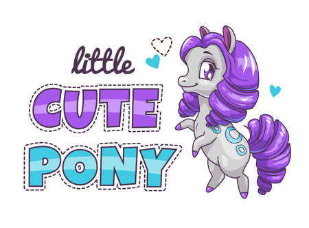 Little cute pony patch. Funny vector print for girlie t shirt design.のイラスト素材