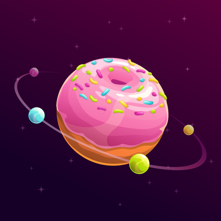 Donut planet. Fantasy space illustration.のイラスト素材
