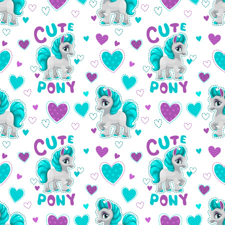Pattern with cute cartoon horse princess.のイラスト素材