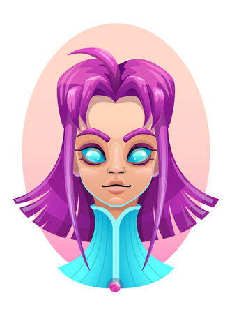Beautiful young girl with blue shiny eyes. Vector illustration.のイラスト素材