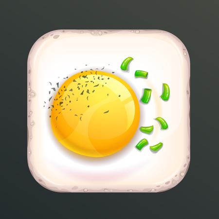 Square shaped fried egg illustration. App icon for game or web design.のイラスト素材
