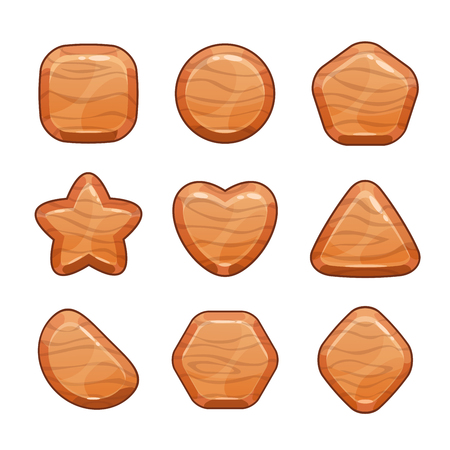 Cartoon wooden shapes set.のイラスト素材