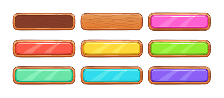 Cartoon wooden long horizontal buttonsのイラスト素材