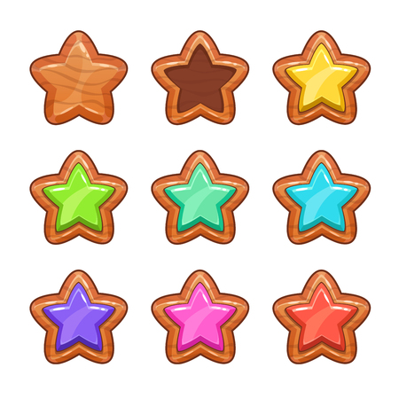 Cartoon wooden stars set.のイラスト素材