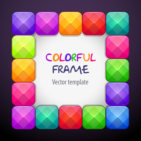 Abstract cteative square frame consisting of colorful bright crystal blocks.のイラスト素材
