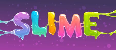 Slime word banner. Colorful slime text. Vector illustration.のイラスト素材