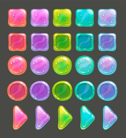 Gui assets, multicilored slime buttons and framesのイラスト素材