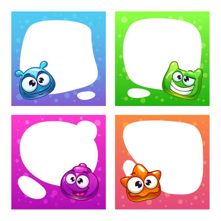 Speech bubbles set. Funny cute colorful banners.のイラスト素材