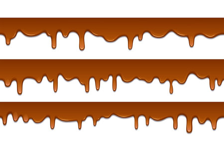 Melted hot chocolate drops, seamless top border.のイラスト素材