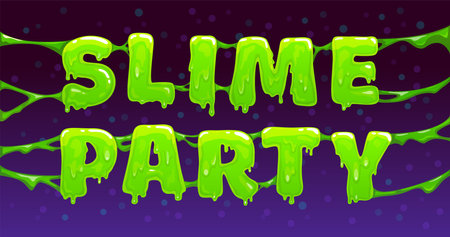 Slime banner, vector illustration with slimy text.のイラスト素材