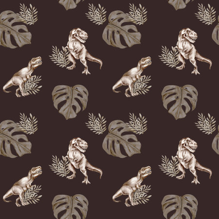 Seamless dino pattern. Design for fabric, manufacturing, baby shower party, birthday, cake, holiday design, greetings card, invitation.の写真素材