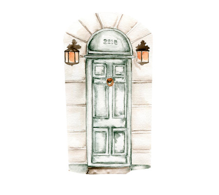 Vintage green fireplace with lampd. Perfect for wedding, invitations, blogs, card templates, birthday and baby cards, patterns, quotes.の写真素材