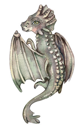 Watercolor hand drawn tropical dinosaur, Hand painted cute dinosaurs. Dino illustration perfect for design, wallpaper, scrapbooking, invitation, wedding or greetings card.の写真素材