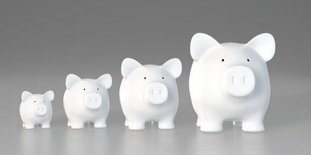 Piggy bank - Increasing size (front)の写真素材