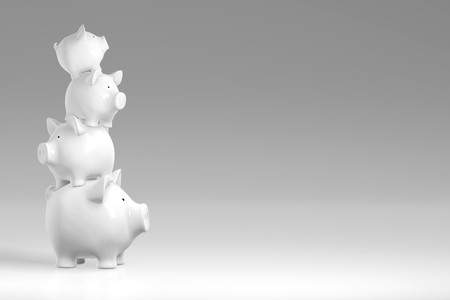 Piggy bank - irregular stack of pigsの写真素材