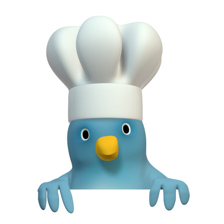 A bluebird ( "Blue Bert") with chef's cap with on area to fill in your textの写真素材