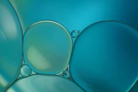 oil drops in water with blue background