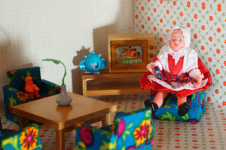 living room of an old dollhouseの写真素材