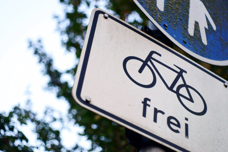 sign bicycle laneの写真素材