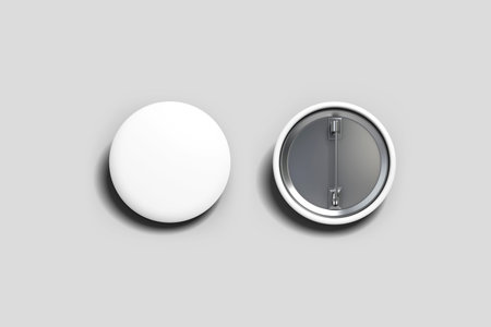 Empty blank button badge Mock up isolated on a gray background. 3d rendering.の写真素材