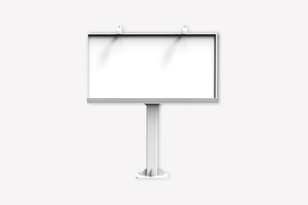 Empty blank white banner outdoor billboard mock up isolated on a gray background. Outdoor advertising poster. 3d rendering.の写真素材