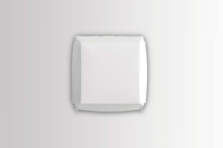 Empty blank white burger box with wrapped burger mock up isolated on a gray background. 3d rendering.の写真素材