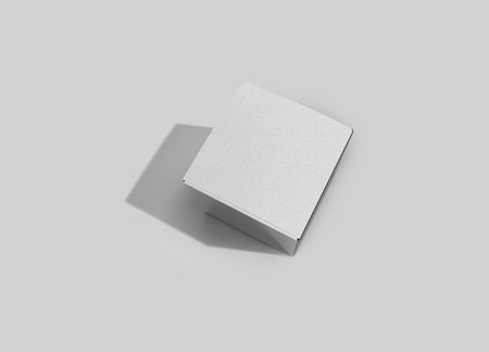 Empty black cardboard packaging box Mock up isolated on a gray background. zero waste content. 3d...