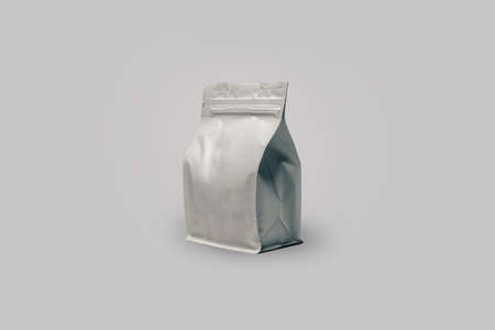 Empty blank plastic zip lock bagMock up isolated on a gray background. 3d rendering.の写真素材