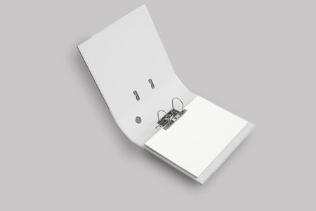 Blank open and closed office binder mockup isolated on a background. office folder mock up. 3d rendering.の写真素材