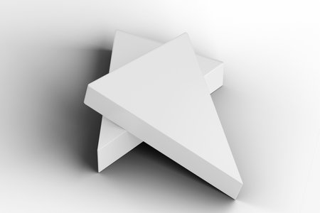 Blank white Pizza Slice Box Packaging Mock up On Isolated White Background, 3D rendering, pizza slice box.の写真素材