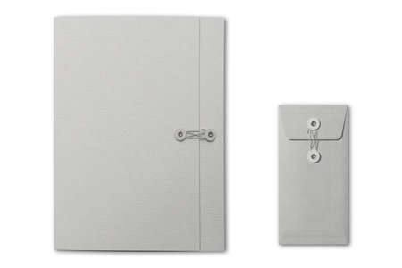 String folder and DL size sting envelope mockup isolated on white background. 3d rendering.