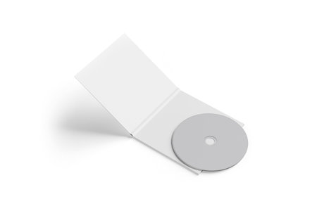 CD disc and carton packaging cover template mock up. Digipak case of cardboard CD drive. With white blank for branding design or text. Isolated on a background. 3d rendering.の写真素材
