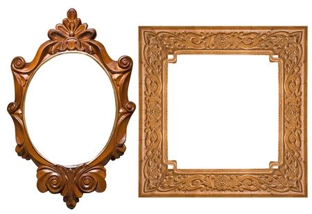 carved wooden ancient frame の写真素材