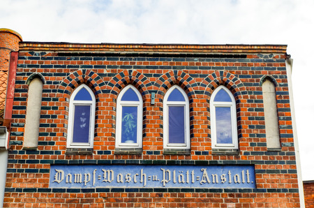 Low angle view of the old town of Wismar, Germany. Stock photography High angle view of the old town of Wismar, Germany.のeditorial素材