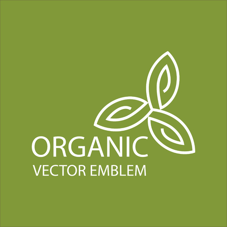 Vector abstract emblem,outline monogram, flower symbol, concept for organic shop or yoga studio, logo design template, linear logo design template, organic food and farming, green, vegan food conceptのイラスト素材