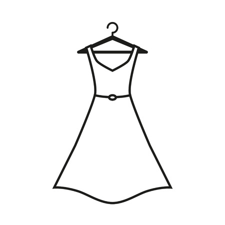 Woman black dress on hanger. Dress Iconのイラスト素材
