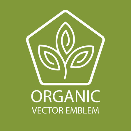 abstract emblem outline monogram organic food and farming green vegan food conceptのイラスト素材