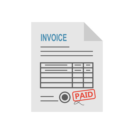 Invoice icon in the flat style, isolated from the background. Payment and billing invoices, business or financial operations sign. Vector icon invoice for services rendered.のイラスト素材