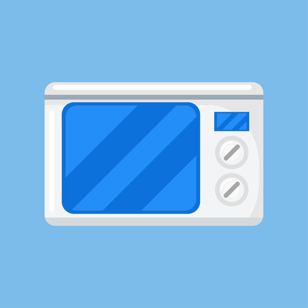 Microwave vector illustration in a flat style. White, closed microwave on a blue background.のイラスト素材